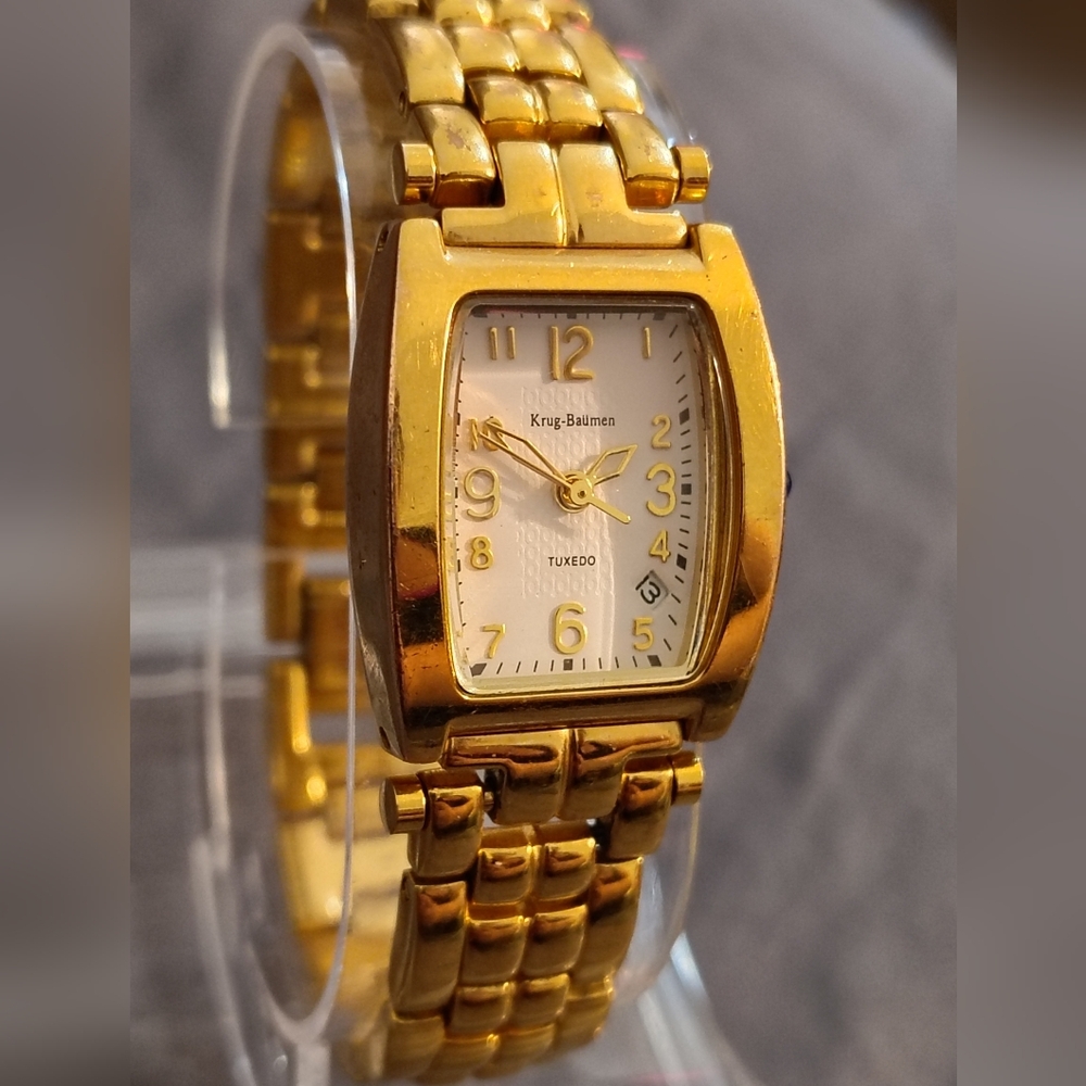 Krug-Baumen Tuxedo 18k Gold Electroplated Watch ~ Runs & Keeps Time, New Battery - Picture 2 of 15